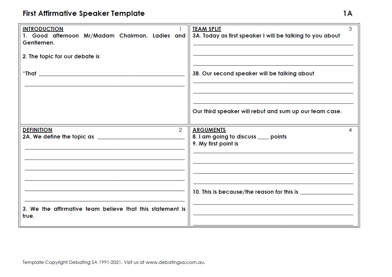 Speech Structure Templates