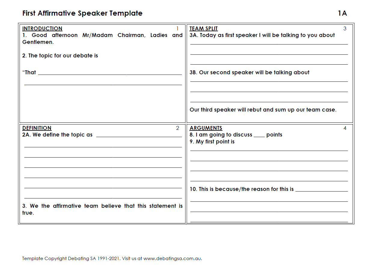 speech cards template google docs