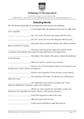 Debating Word Definition Sheet