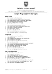 Sample Prepared Debate Topics