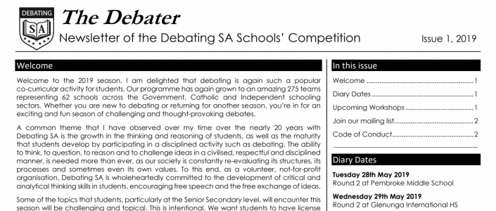 The Debater: Issue 1, 2019
